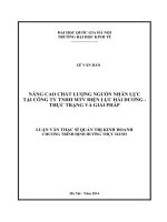 (Luận văn thạc sĩ) nâng cao chất lượng nguồn nhân lực tại công ty TNHH MTV điện lực hải dương   thực trạng và giải pháp    