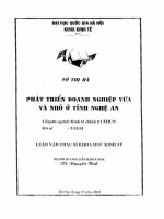 (Luận văn thạc sĩ) phát triển doanh nghiệp vừa và nhỏ ở tỉnh nghệ an    