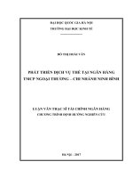 (Luận văn thạc sĩ) phát triển dịch vụ thẻ tại ngân hàng thương mại cổ phần ngoại thương việt nam   chi nhánh ninh bình   