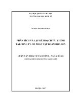 (Luận văn thạc sĩ) phân tích và lập kế hoạch tài chính tại công ty cổ phần tập đoàn hoa sen 