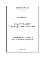 (Luận văn thạc sĩ) quản lý nhân lực tại cơ quan tỉnh ủy hà tĩnh 