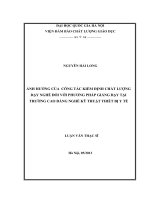 (Luận văn thạc sĩ) ảnh hưởng của công tác kiểm định chất lượng dạy nghề đối với phương pháp giảng dạy tại trường cao đẳng nghề kỹ thuật thiết bị y tế   