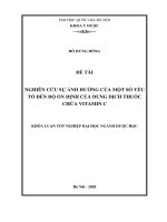 (Luận văn thạc sĩ) nghiên cứu sự ảnh hưởng của một số yếu tố đến độ ổn định của dung dịch thuốc chứa vitamin c 