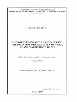 (Luận văn thạc sĩ) the socio economic changes during urbanization process in yen so ward, hoang mai district, ha noi  luận văn ths  châu á học 60 31 60 