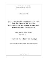 (Luận văn thạc sĩ) quản lý hoạt động giáo dục kỹ năng sống cho học sinh dân tộc thiểu số ở trường trung học phổ thông chi lăng, huyện chi lăng, tỉnh lạng sơn   
