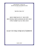 Hoàn thiện quản lý nhà nước đối với hoạt động kinh doanh tiền chất công nghiệp tại cục hóa chất