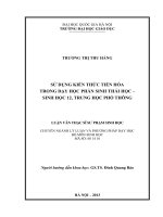 (Luận văn thạc sĩ) sử sụng kiến thức tiến hóa trong dạy học phần sinh thái học   sinh học 12, trung học phổ thông   