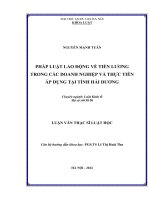 (Luận văn thạc sĩ) pháp luật lao động về tiền lương trong các doanh nghiệp và thực tiễn áp dụng tại tỉnh hải dương  