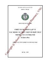(Luận văn thạc sĩ) chiết xuất, phân lập và xác định cấu trúc một số hợp chất trong cây cỏ nhọ nồi 