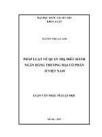 (Luận văn thạc sĩ) pháp luật về quản trị, điều hành ngân hàng thương mại cổ phần ở việt nam 