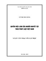 (Luận văn thạc sĩ) quyền việc làm của người khuyết tật theo pháp luật việt nam 