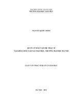 (Luận văn thạc sĩ) quản lý đào tại hệ thạc sỹ tại khoa đào tạo sau đại học, trường đại học hà nội   