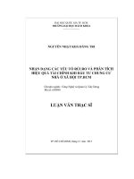 Nhận dạng các yếu tố rủi ro và phân tích hiệu quả tài chính khi đầu tư chung cư nhà ở xã hội tp  HCM