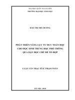 (Luận văn thạc sĩ) phát triển năng lực tư duy toán học cho học sinh trung học phổ thông qua dạy học chủ đề tổ hợp   