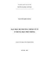 (Luận văn thạc sĩ) dạy học hệ phương trình vô tỉ ở trung học phổ thông 