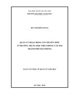 (Luận văn thạc sĩ) quản lý hoạt động tổ chuyên môn ở trường trung học phổ thông cát hải thành phố hải phòng   