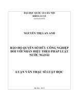 (Luận văn thạc sĩ) bảo hộ quyền sở hữu công nghiệp đối với nhãn hiệu theo luật nước ngoài  
