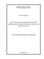 (Luận văn thạc sĩ) quản lý hoạt động giáo dục kỹ năng sống cho học sinh trung học cơ sở tại huyện na hang, tỉnh tuyên quang   