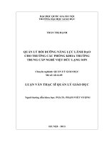 (Luận văn thạc sĩ) quản lý bồi dưỡng năng lực lãnh đạo cho trưởng các phòng, khoa trường trung cấp nghề việt đức lạng sơn   