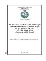 (Luận văn thạc sĩ) nghiên cứu chiết xuất phân lập một số hợp chất từ phân đoạn dịch chiết nước của lá cây khôi đốm (sanchezia nobilis hook f) 