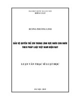 (Luận văn thạc sĩ) bảo vệ quyền trẻ em trong lĩnh vực nuôi con nuôi theo pháp luật việt nam hiện nay 