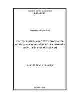 (Luận văn thạc sĩ) các tội xâm phạm quyền tự do của con người, quyền tự do, dân chủ của công dân trong luật hình sự việt nam 