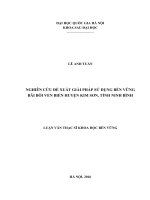 (Luận văn thạc sĩ) nghiên cứu đề xuất giải pháp sử dụng bền vững bãi bồi ven biển huyện kim sơn, tỉnh ninh bình luận văn ths  khoa học bền vững  