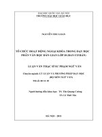 (Luận văn thạc sĩ) tổ chức hoạt động ngoại khóa trong dạy học phần văn học dân gian lớp 10 ( ban cơ bản)   