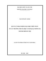 (Luận văn thạc sĩ) quản lý hoạt động dạy học môn toán ở các trường trung học cơ sở quận đống đa, thành phố hà nội   
