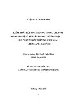KIỂM SOÁT RỦI RO TÍN DỤNG TRONG CHO VAY DOANH NGHIỆP TẠI NGÂN HÀNG TMCP NGOẠI THƯƠNG VIỆT NAM - CHI NHÁNH ĐÀ NẴNG