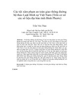 (Luận văn thạc sĩ) các tội xâm phạm an toàn giao thông đường bộ theo luật hình sự việt nam (trên cơ sở các số liệu địa bàn tỉnh bình phước)  