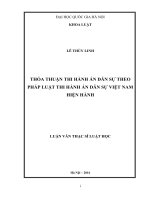 (Luận văn thạc sĩ) thỏa thuận thi hành án dân sự theo pháp luật thi hành án dân sự việt nam hiện hành 