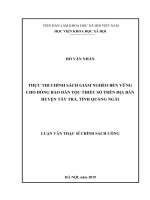 Thực thi chính sách giảm nghèo bền vững cho đồng bào dân tộc thiểu số trên địa bàn huyện tây trà, tỉnh quảng ngãi