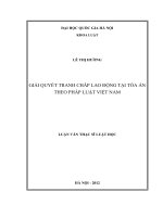 (Luận văn thạc sĩ) giải quyết tranh chấp lao động tại tòa án theo pháp luật việt nam 