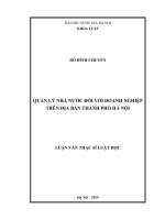 (Luận văn thạc sĩ) quản lý nhà nước đối với doanh nghiệp trên địa bàn thành phố hà nội  
