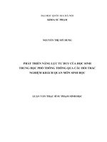 (Luận văn thạc sĩ) phát triển năng lực tư duy của học sinh trung học phổ thông thông qua hệ thống câu hỏi trắc nghiệm khách quan môn sinh học   