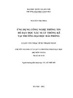 (Luận văn thạc sĩ) ứng dụng công nghệ thông tin để dạy học xác suất thống kê tại trường đại học hải phòng   