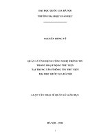 (Luận văn thạc sĩ) quản lý ứng dụng công nghệ thông tin trong hoạt động thư viện tại trung tâm thông tin thư viện đại học quốc gia hà nội 