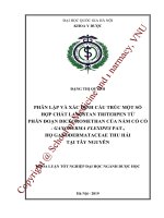 (Luận văn thạc sĩ) phân lập và xác định cấu trúc một số hợp chất lanostan triterpen từ phân đoạn dicloromethan của nấm cổ cò   ganoderma flexipes pat , họ ganodermataceae thu hái tại tây nguyên 