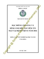 (Luận văn thạc sĩ) đặc điểm lâm sàng và hình ảnh siêu âm viêm túi mật tại bệnh viện e năm 2016 