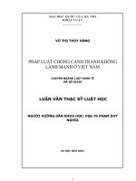 (Luận văn thạc sĩ) pháp luật chống cạnh tranh không lành mạnh ở việt nam 