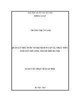 (Luận văn thạc sĩ) quản lý nhà nước về hộ tịch ở cấp xã, thực tiễn ở huyện mê linh, thành phố hà nội 
