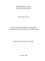 (Luận văn thạc sĩ) quản lý hoạt động nghiên cứu khoa học của sinh viên trường đại học công nghiệp hà nội   