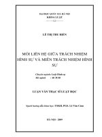 (Luận văn thạc sĩ) mối liên hệ giữa trách nhiệm hình sự và miễn trách nhiệm hình sự 