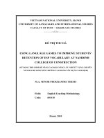(Luận văn thạc sĩ) using language games to improve students retention of ESP vocabulary at namdinh college of construction  