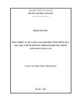 (Luận văn thạc sĩ) phát triển tư duy sáng tạo cho học sinh thông qua dạy học chủ đề phương trình, hệ phương trình lớp 10 ban nâng cao   
