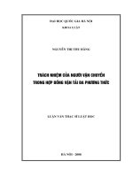 (Luận văn thạc sĩ) trách nhiệm của người vận chuyển trong hợp đồng vận tải đa phương thức 