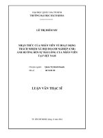Nhận thức của nhân viên về hoạt động trách nhiệm xã hội doanh nghiệp (CSR) ảnh hưởng đến sự hài lòng của nhân viên tại việt nam