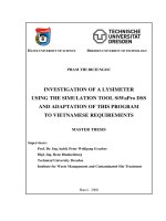 (Luận văn thạc sĩ) investigation of a lysimenter using the simulation tool siwapro DSS and adaptation of this program to vietnamese requirements 