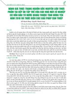 Đánh giá thực trạng nguồn gốc nguyên liệu thực phẩm tại bếp ăn tập thể của các nhà máy, xí nghiệp có vốn đầu tư nước ngoài thuộc tỉnh Hưng Yên năm 2018 và thực hiện các giải pháp